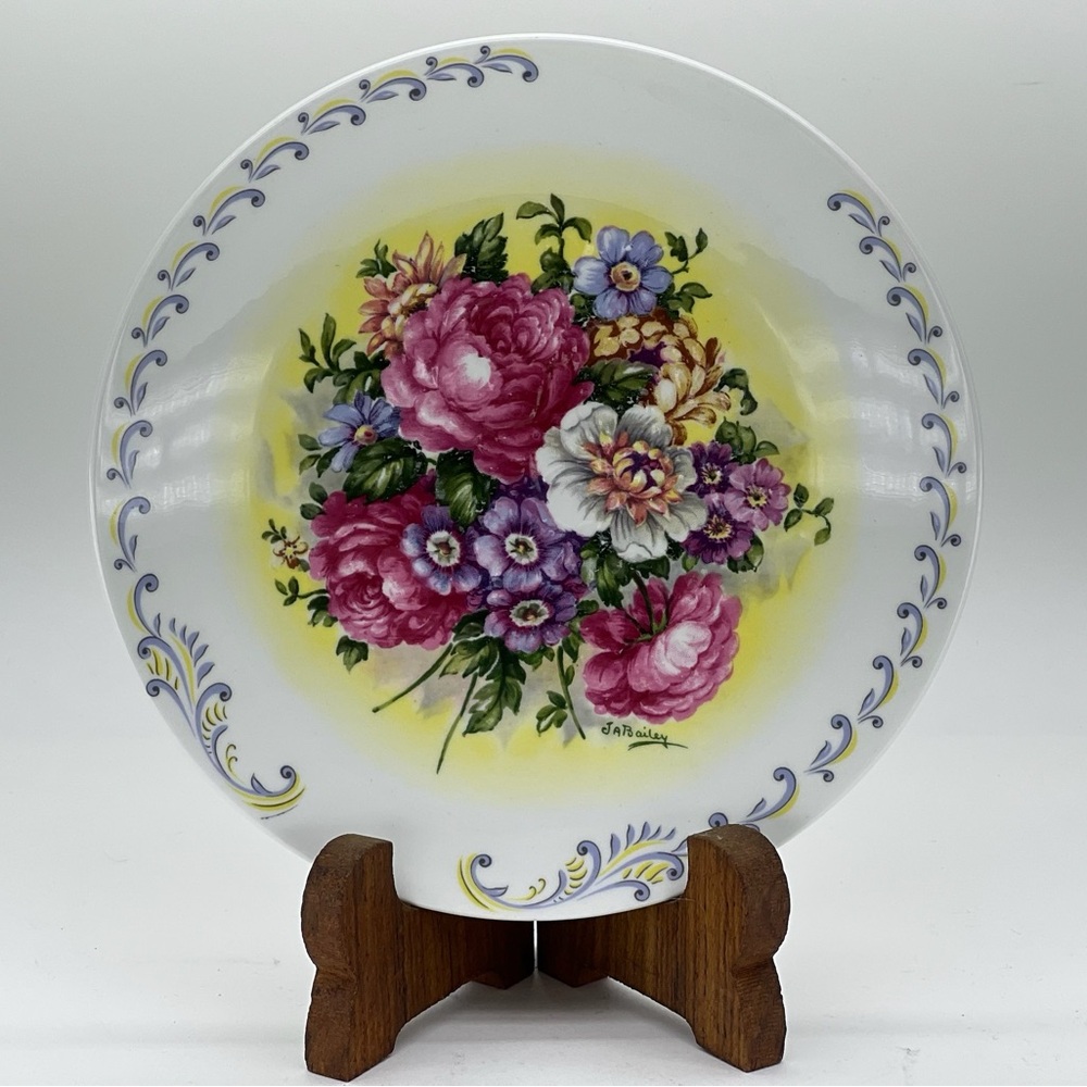 Vintage Plate Decorative Floral Cottagecore Farmhouse Granny Crown Staffordshire